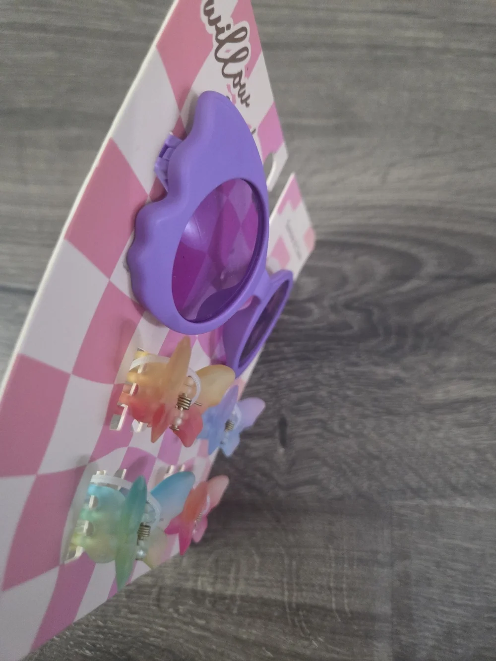 Girls Purple Sunglasses with Butterfly Claw Clips NEW